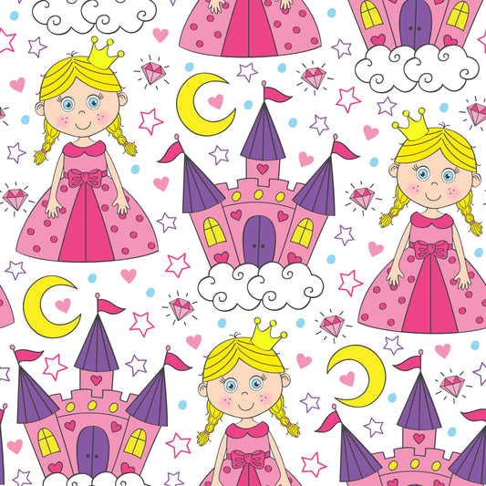 Pretty Pink Princess & Castle (Faux Leather - 8" x 13" Printed Sheet)