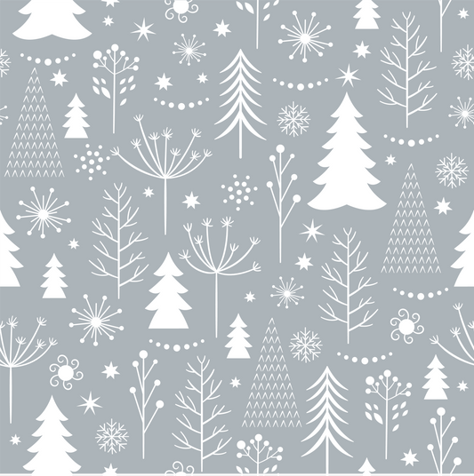 Modern Christmas Forrest & Snow Flakes (Faux Leather - 8" x 13" Printed Sheet)
